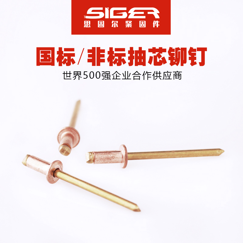 開口型圓頭全銅抽芯鉚釘